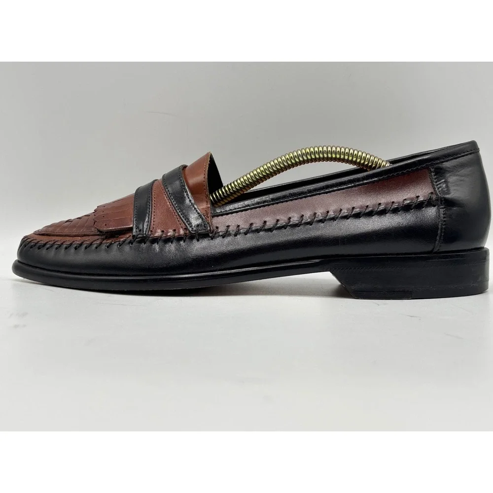Giorgio Brutini Le Glove Geneva Men's 9D Brown Leather Woven Kiltie Loafers